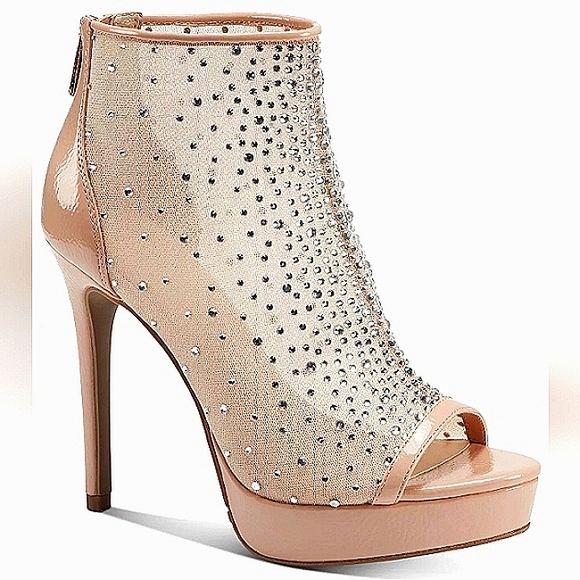 New w/Box Thalia Sodi Desire Nude Mesh Bling Peep-Toe Platform Stilettos Size 10 - Picture 15 of 15